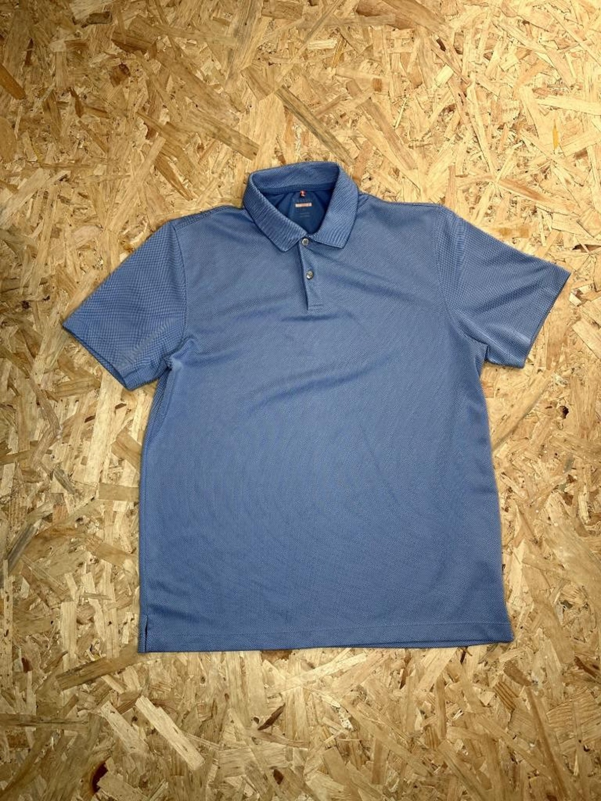 Van Heusen Heritage Polo Shirt Mens Medium Blue Short Sleeve Textured Golf